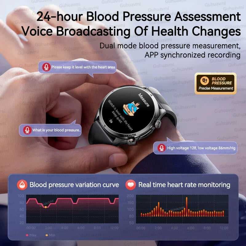 Reloj Inteligente con Airbag para Presión Arterial Precisa, ECG y NFC