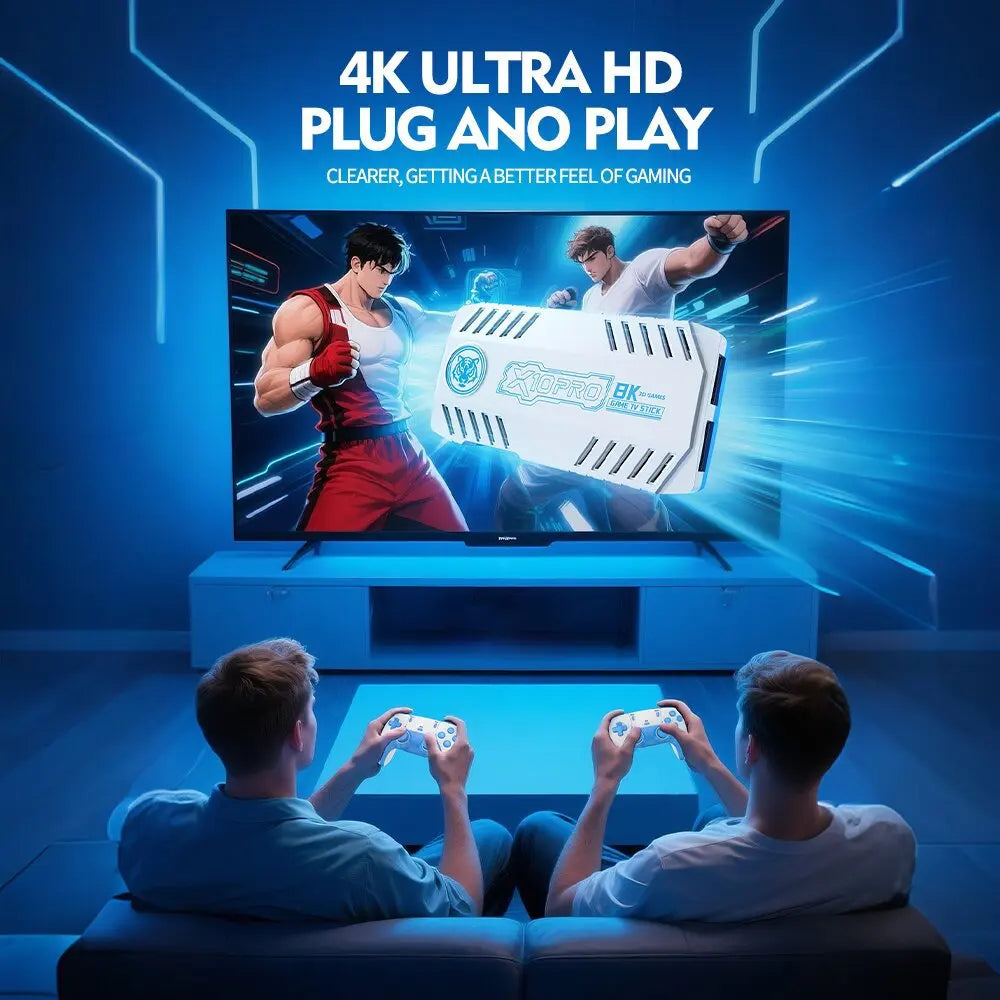 Consola de Videojuegos Retro X10 4K HD para TV, Mini Consola Portátil con Más de 50000 Juegos, 51 Emuladores, Controles Inalámbricos, Plug and Play