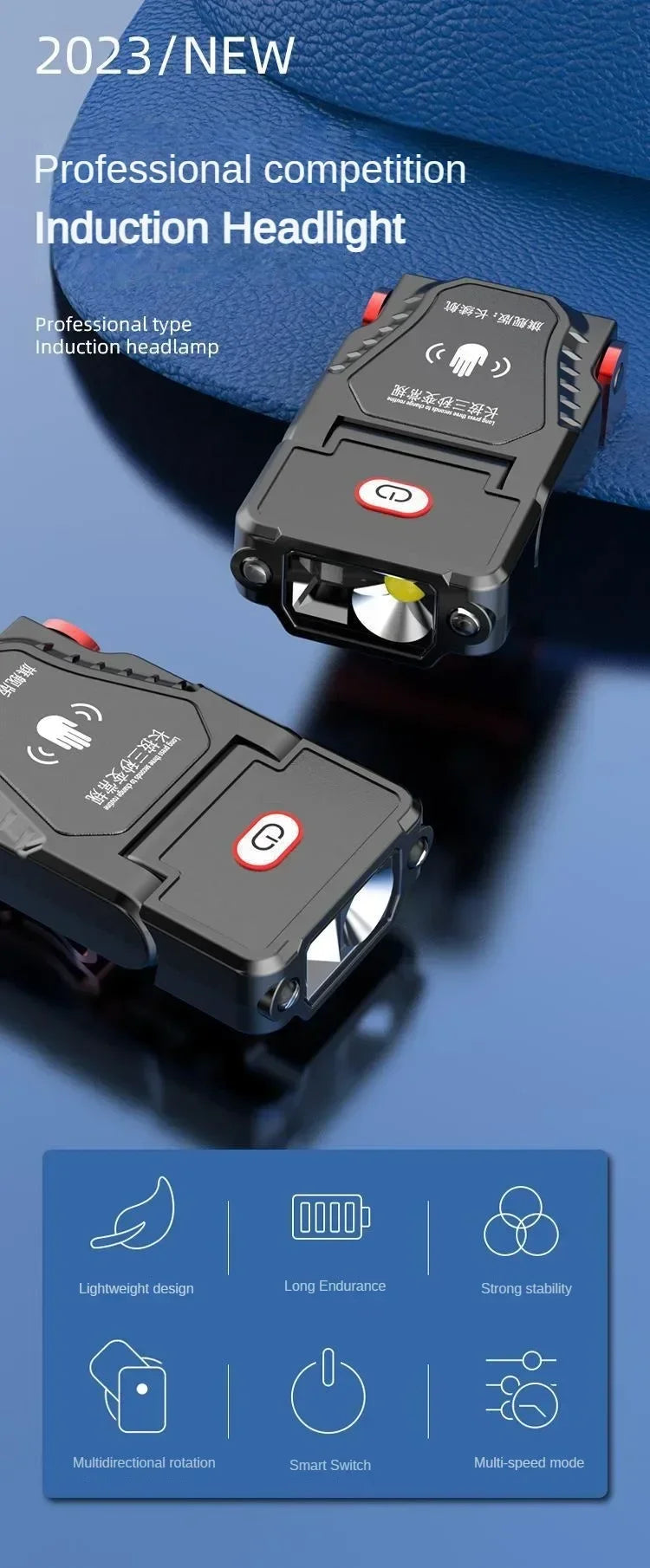 Faro LED con Clip para Sombrero Sensor Inteligente Recargable