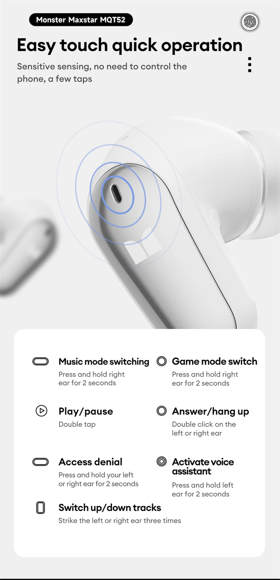 Auriculares Bluetooth Monster MQT52 TWS con Micrófono