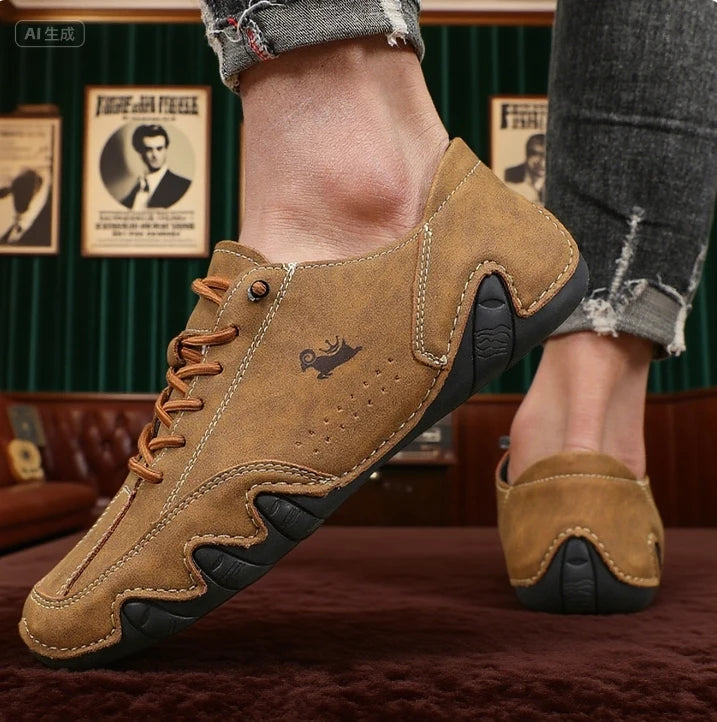 Botines para hombre con costuras a la moda, zapatos informales ligeros y cómodos para caminar, tenis transpirables, zapatos para conducir al aire libre
