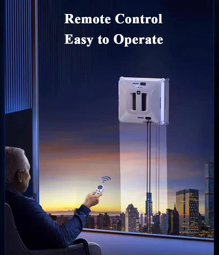 Limpiador de ventanas robótico con doble pulverización de agua, automático, de alta succión, anticaída, para limpieza de ventanas y vidrios exteriores, con control remoto.