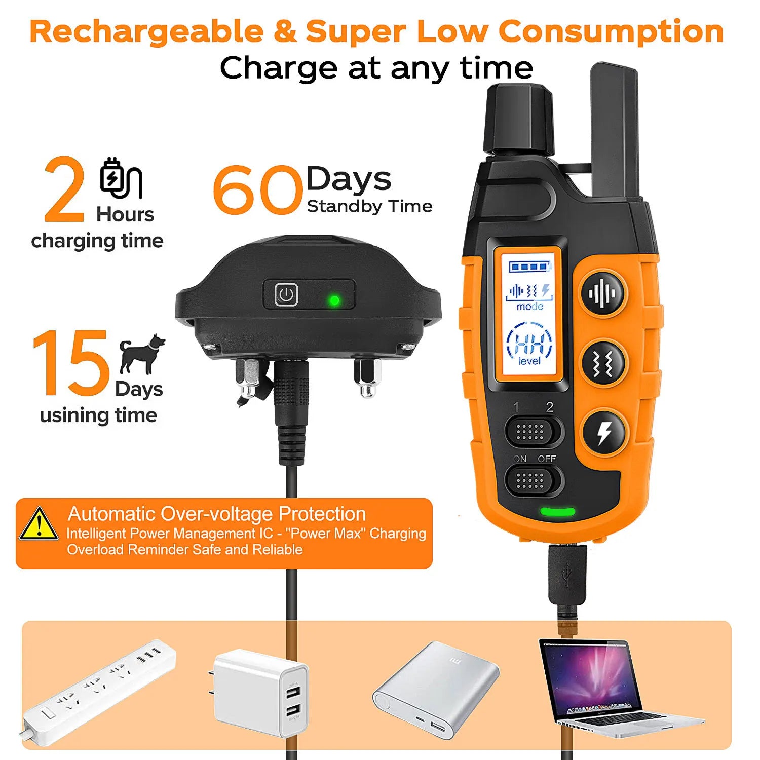 Collar de entrenamiento eléctrico para perros de 3300 pies, Control remoto, resistente al agua, comportamiento de mascotas para cachorros de 5-120 libras con vibración de choque