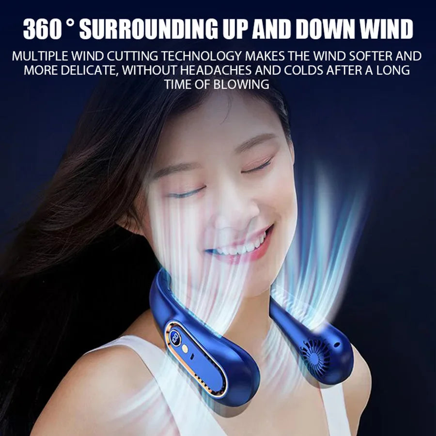 Ventilador de Cuello Portátil Sin Aspas con Pantalla LED