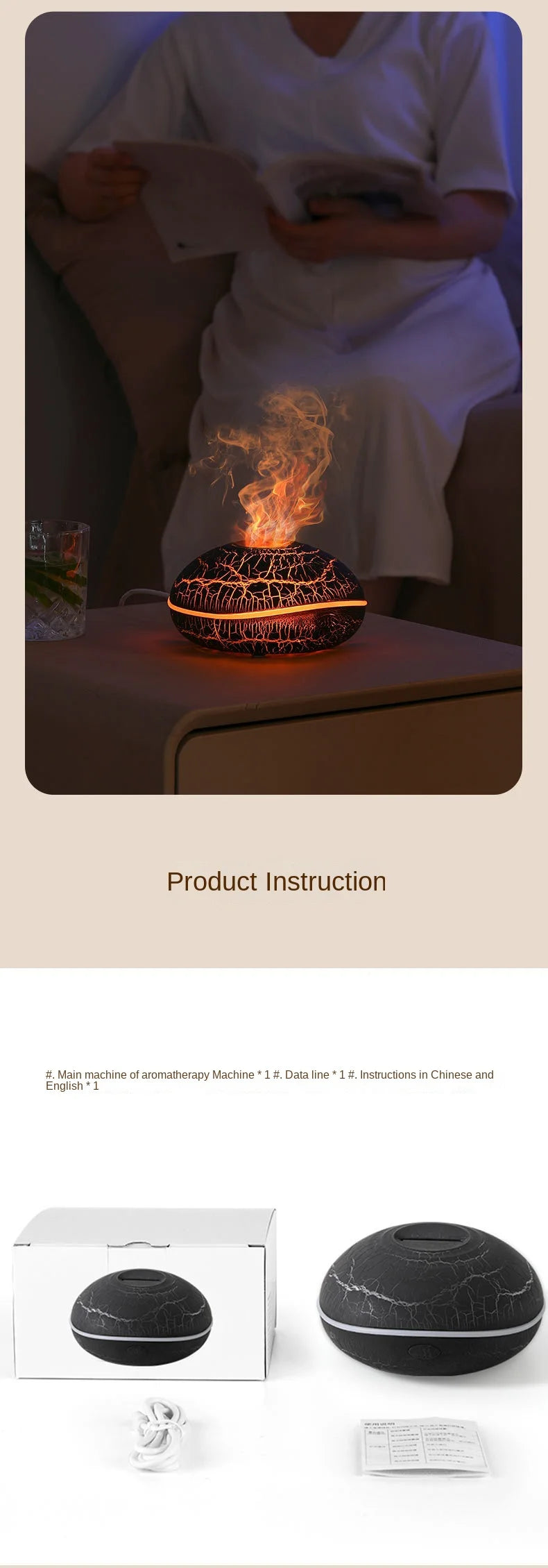 Humidificador Llama Simulada con Luz Nocturna