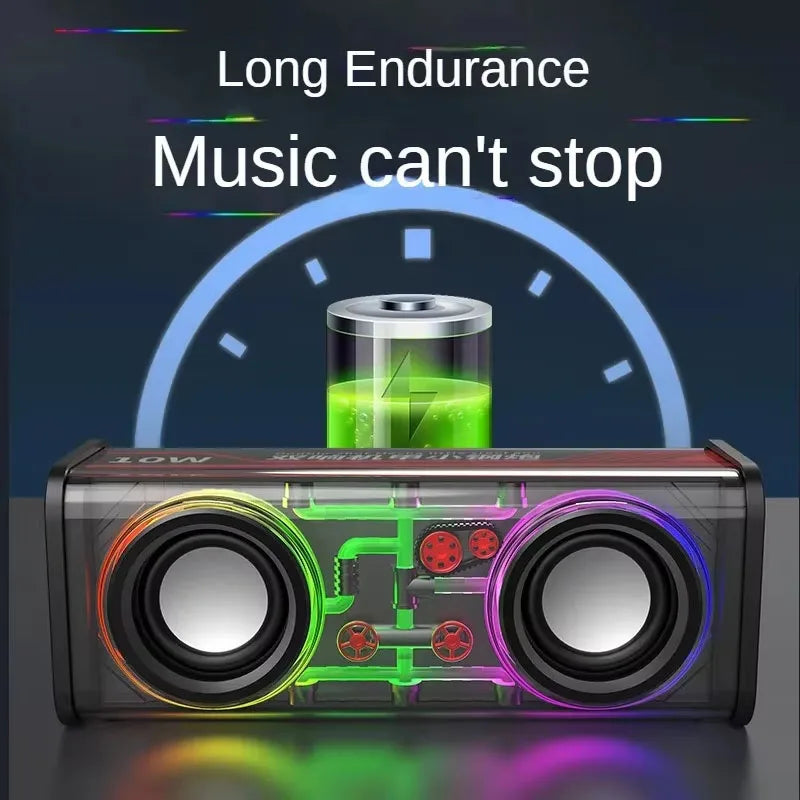 Altavoces Mecha transparentes V8, Bluetooth 5,0, inalámbricos, diafragma de contrabajo, Subwoofer, música, TWS, luz RGB, Mini altavoz de fiesta