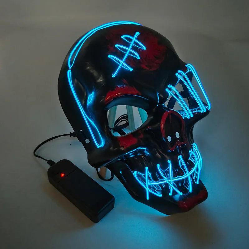 Máscara de calavera malvada, mascarada de Carnaval de Halloween, Casa Encantada, decoración aterradora, esqueleto de Cosplay, Fiesta Temática aterradora, máscara iluminada