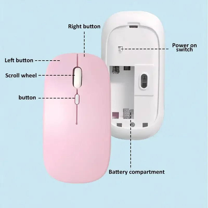Ratón inalámbrico compatible con Bluetooth para iPad, Samsung, Huawei, Android, Windows, tableta, batería, ratón para ordenador portátil