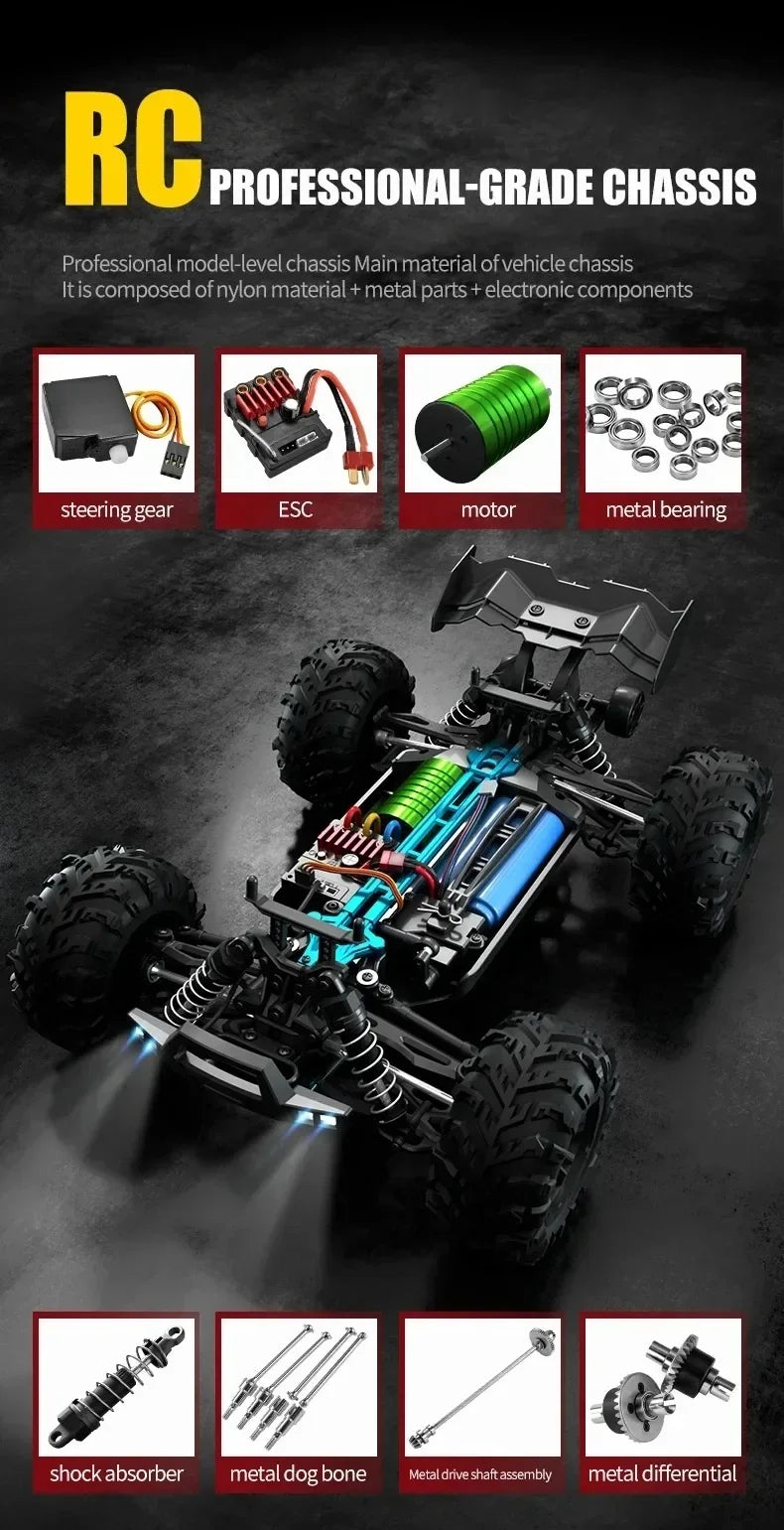 JJRC -Q130 sin escobillas de alta velocidad 70 KM/H4X4 todoterreno 2,4G 4WD Control remoto RC coche 4WD Racing Monster Racing Boy juguete para regalo 1:16