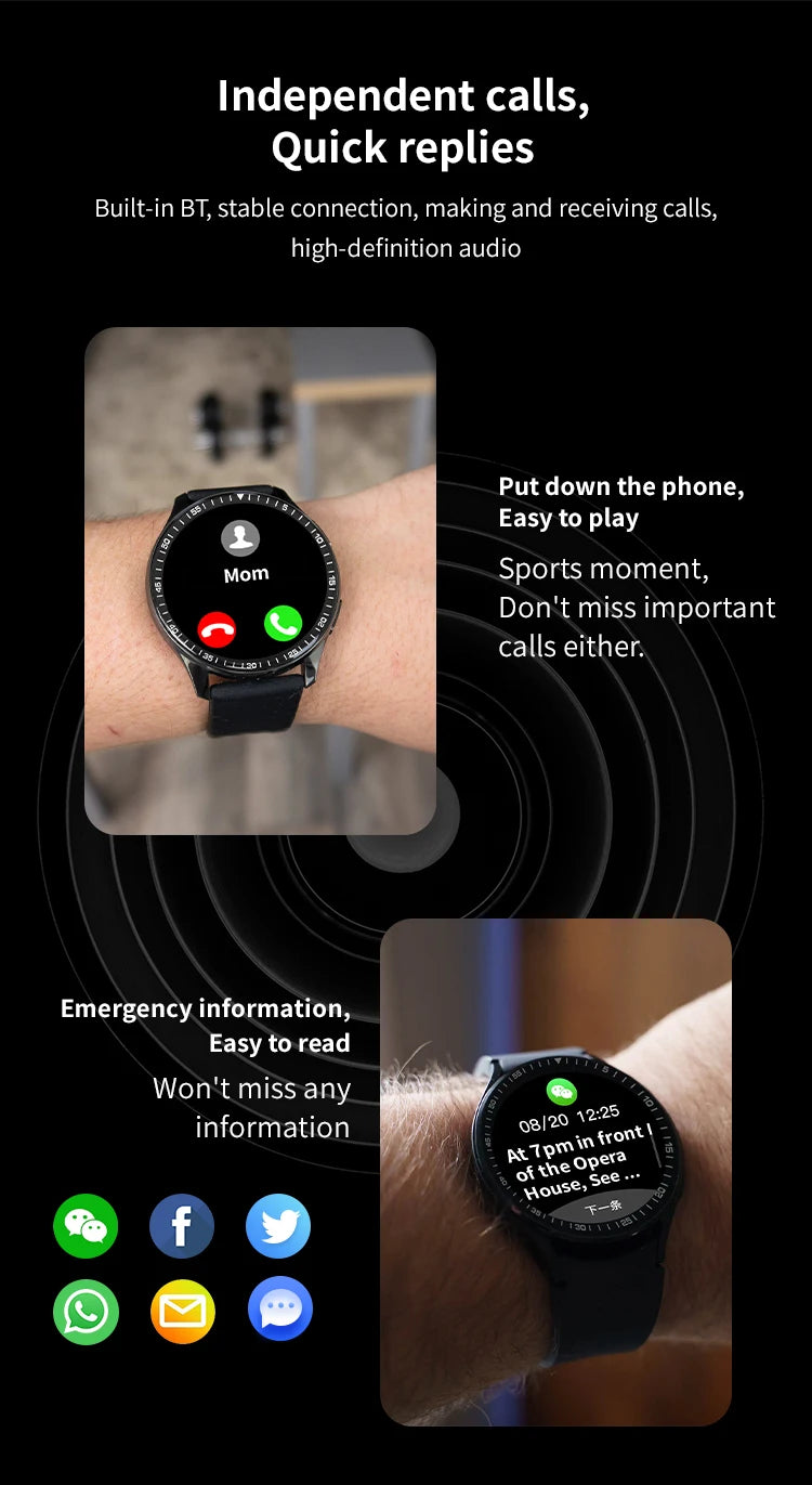 Nuevo reloj inteligente deportivo GPS a la moda para hombre, pantalla AMOLED de 1,85 ", frecuencia cardíaca, presión arterial, salud, reloj inteligente para IOS y Android