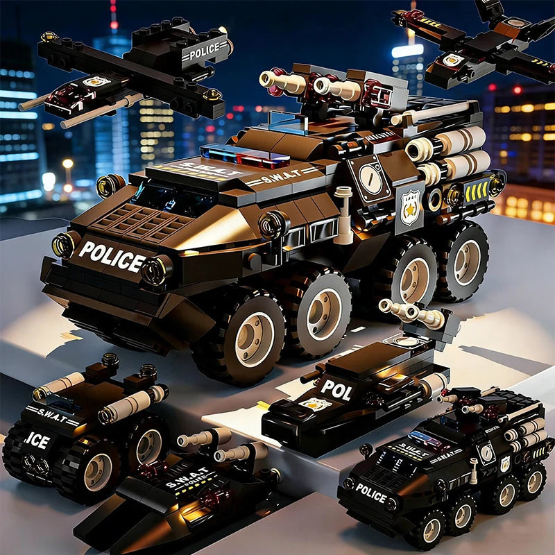 Set de bloques de construcción militares 6 en 1 para niños, DIY