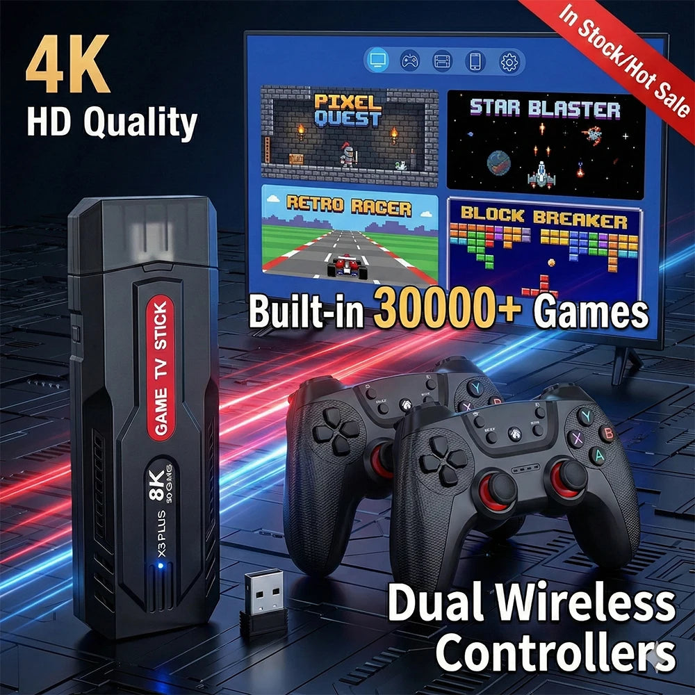 Consola de Videojuegos Retro SMARTDUDE X3 Plus 4K Ultra HD con Controles Inalámbricos Duales de 2.4G, Regalo de Juego Portátil
