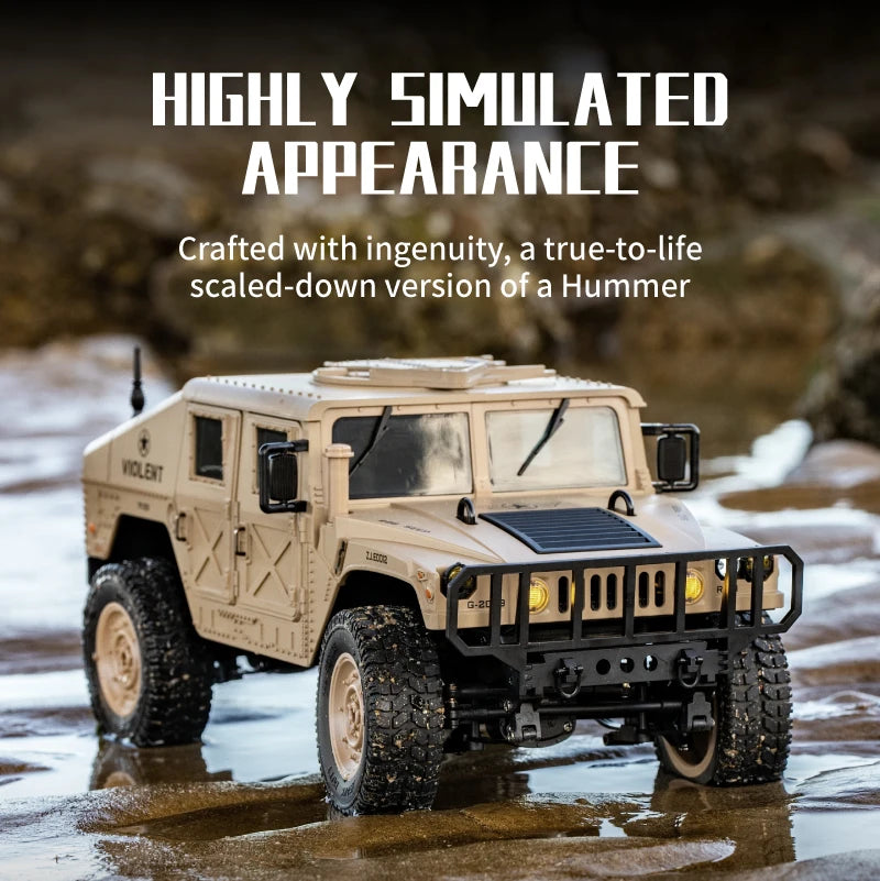 Coche RC Militar Crawler 4WD 2.4G 1:14, Vehículo Todoterreno con Accesorios