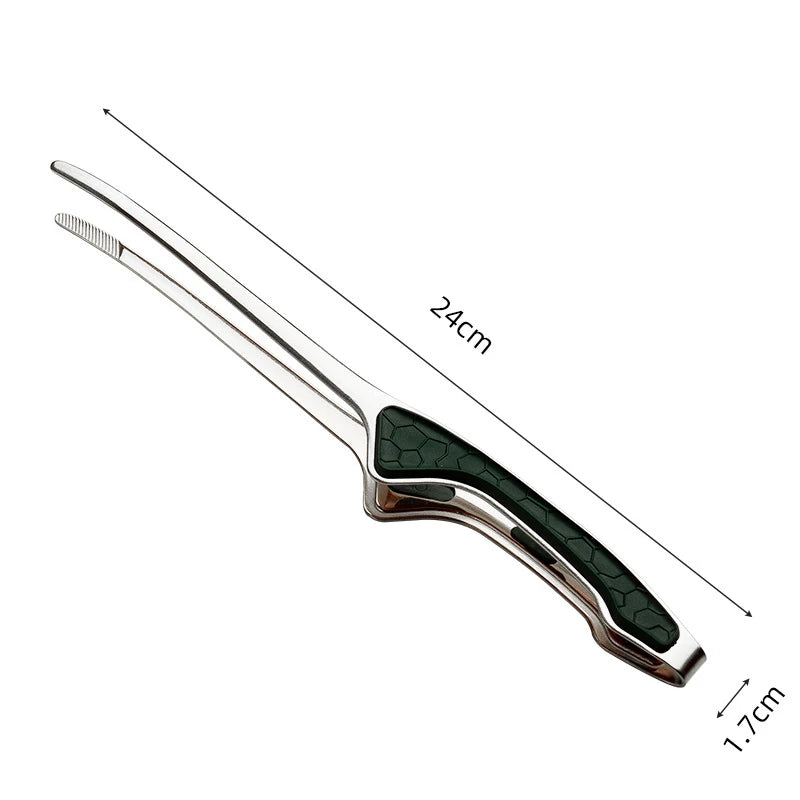 LMETJMA Pinzas para parrilla de acero inoxidable Patelai Pinzas para barbacoa coreanas y japonesas Pinzas para alimentos antideslizantes Pinzas autoportantes para cocina JT502
