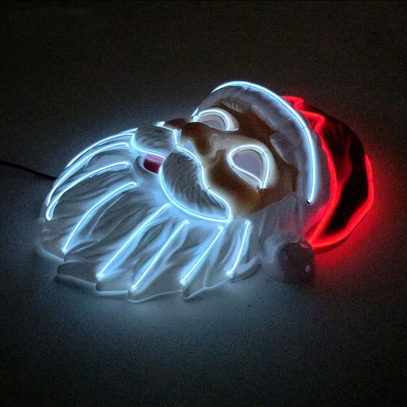 Máscara de fiesta de Navidad, mascarada de Navidad, Cosplay, Papá Noel, máscara LED, accesorios divertidos para disfraz de fiesta, regalo de Navidad, juguete para niños