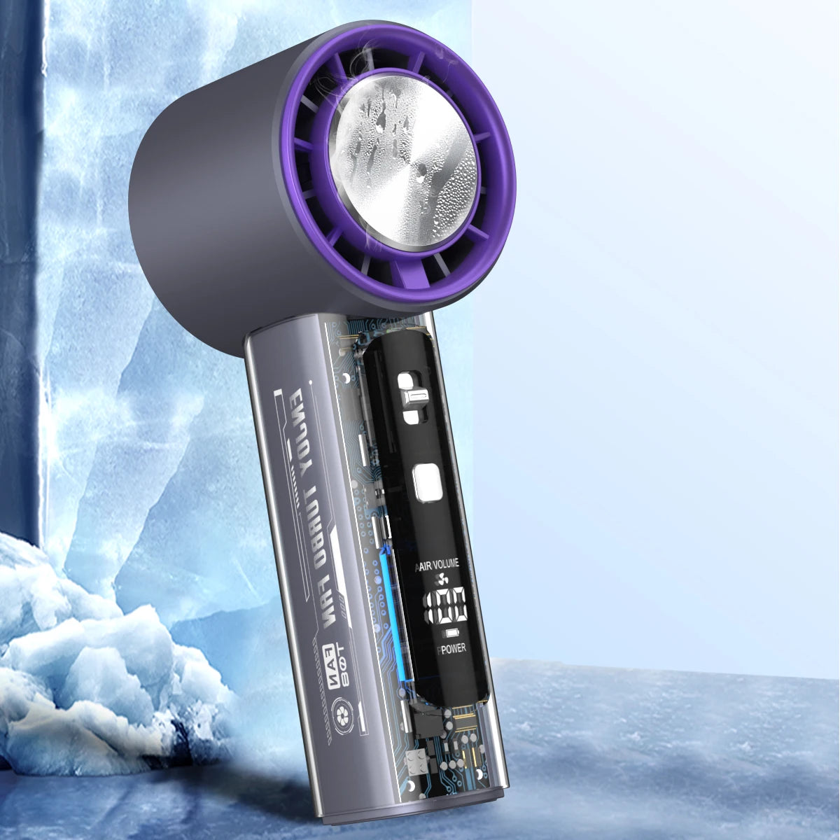 Refrigeración de alta velocidad, ventilador pequeño de mano, pantalla digital inteligente, botones físicos, ajuste de velocidad del viento, mini portátil