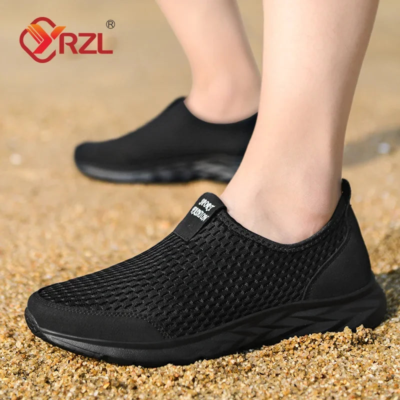 YRZL, zapatillas de deporte para hombre, zapatos informales de malla transpirable para hombre, mocasines antideslizantes para exteriores de talla grande, zapatos de tenis ligeros para caminar para hombre