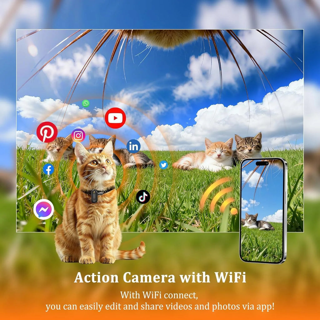 Cámara de acción 4K magnética con WiFi e impermeable para casco y bicicleta
