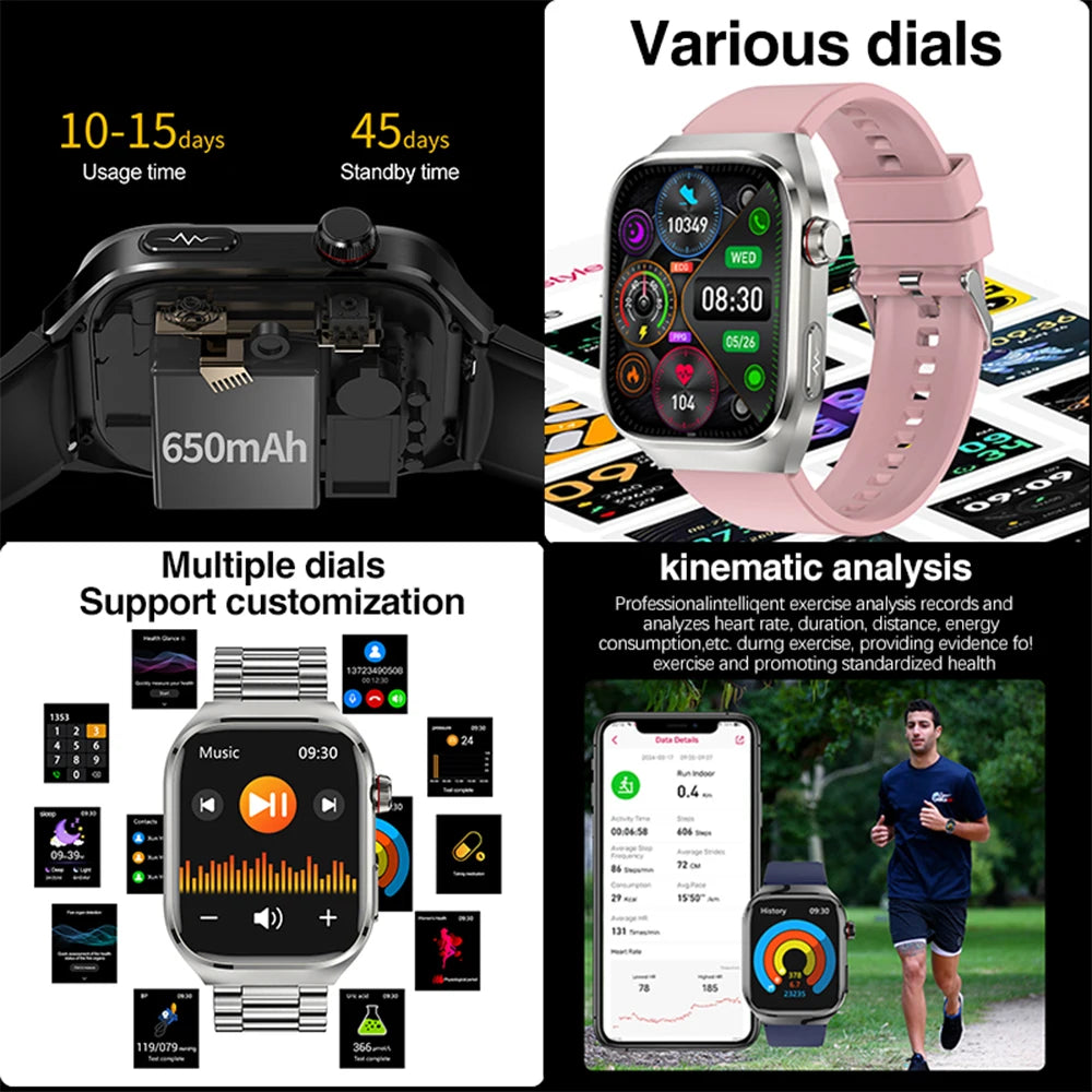 Reloj Inteligente ECG Presión Arterial Bluetooth