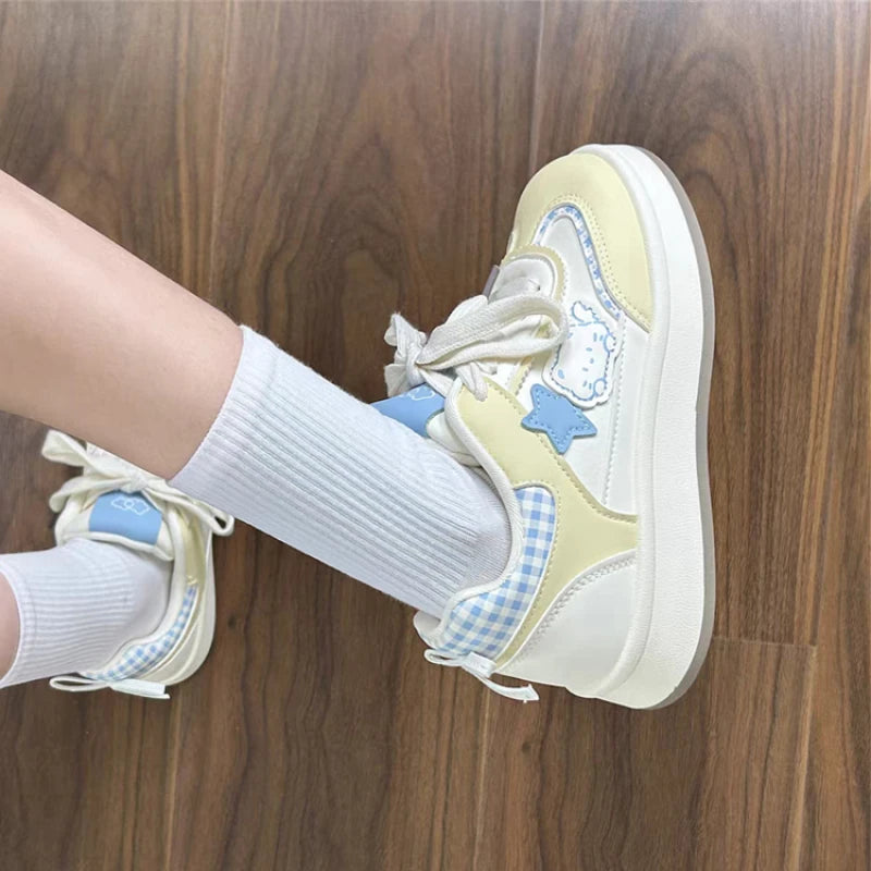 Zapatos Planos Casuales para Mujer - Decoración de Dibujos Animados, Zapatillas Transpirables Cómodas, Zapatos Ligeros para el Campus de Verano para Uso Diario