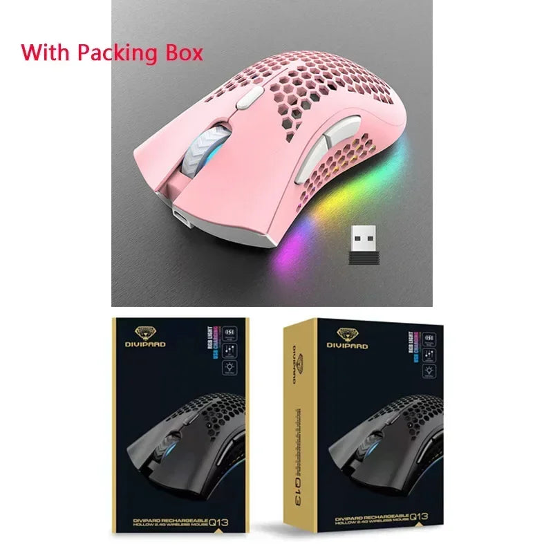 Ratón inalámbrico BM600 USB 2,4G inalámbrico RGB óptico celular ratón para juegos ergonómico óptico de panal ratón inalámbrico de oficina