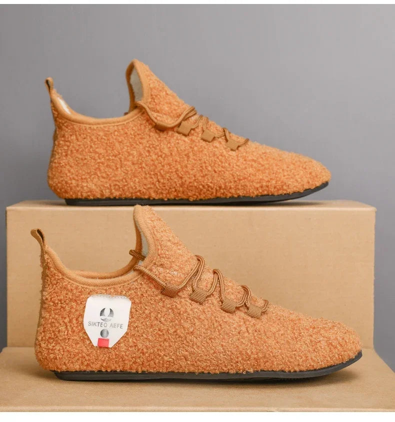 YRZL zapatos de algodón de invierno para hombre, zapatillas de invierno ligeras con cordones cálidos, mocasines de algodón para el hogar y el dormitorio de felpa, zapatos cálidos para hombre