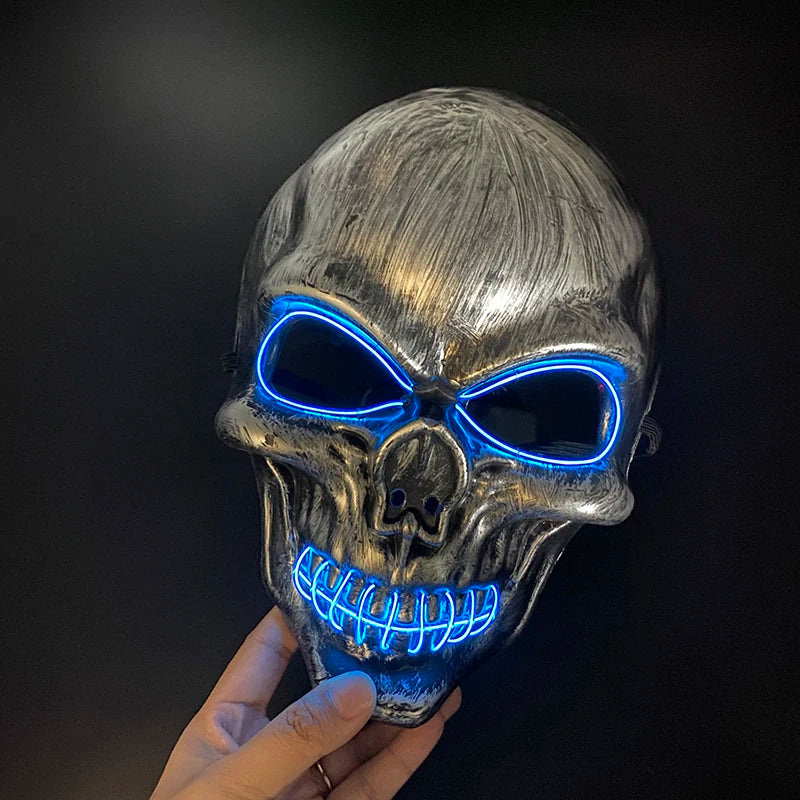 Máscara de calavera malvada, mascarada de Carnaval de Halloween, Casa Encantada, decoración aterradora, esqueleto de Cosplay, Fiesta Temática aterradora, máscara iluminada