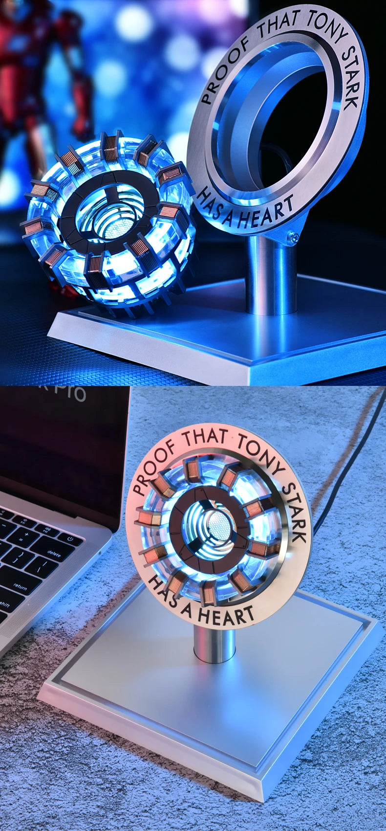 Luz de pecho de Reactor de aleación 1/1 Arca núcleo electromagnético USD los primeros vengadores Iron Man Mk1 Iron Man modelo periférico regalo