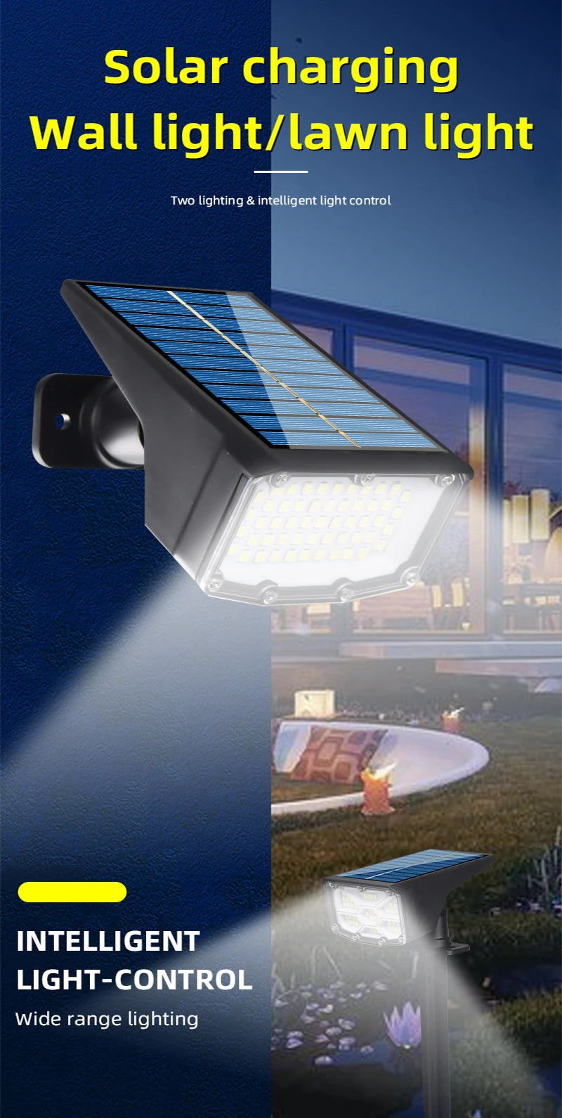 Lámpara Solar 53LED con energía Solar, foco Solar ajustable en el suelo IP65, luz de pared de paisaje impermeable, iluminación exterior, 1/2 Uds.