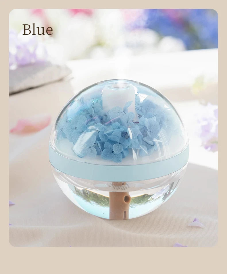 Humidificador de flores eternas, luz de ambiente, cargador de batería Dual USB, Mini difusor de flores artificiales, regalo de Festival creativo para el hogar
