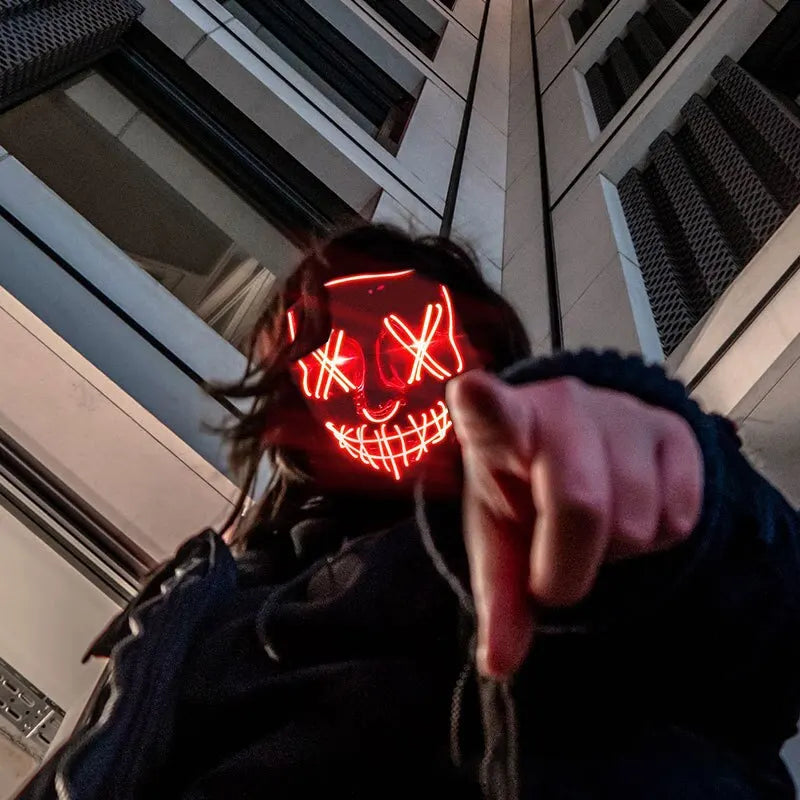 Máscara de purificación de neón para Festival de Música, Bar inalámbrico de Halloween, máscara de fiesta de Carnaval que brilla en la oscuridad, suministro de disfraces de Cosplay