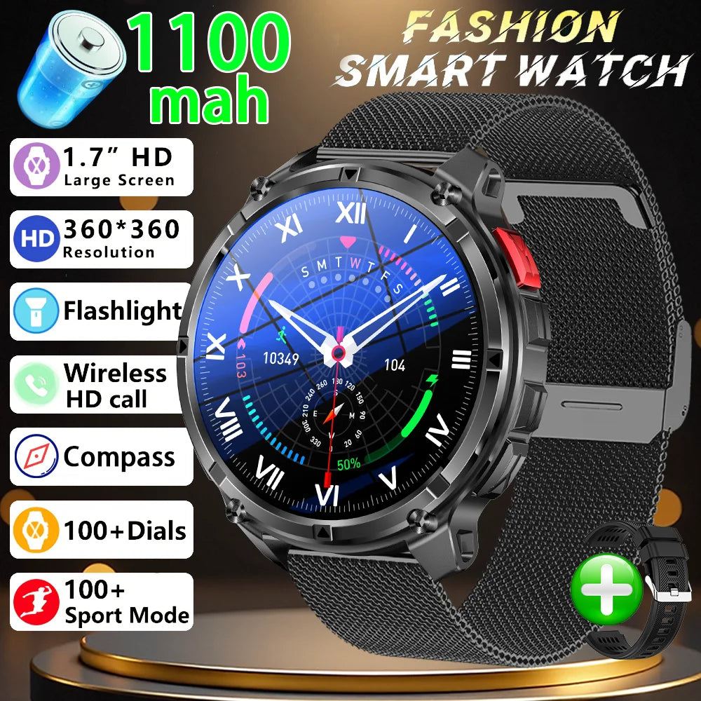 Reloj Inteligente HT33 con Linterna LED, Batería 1100mAh y Llamadas Bluetooth