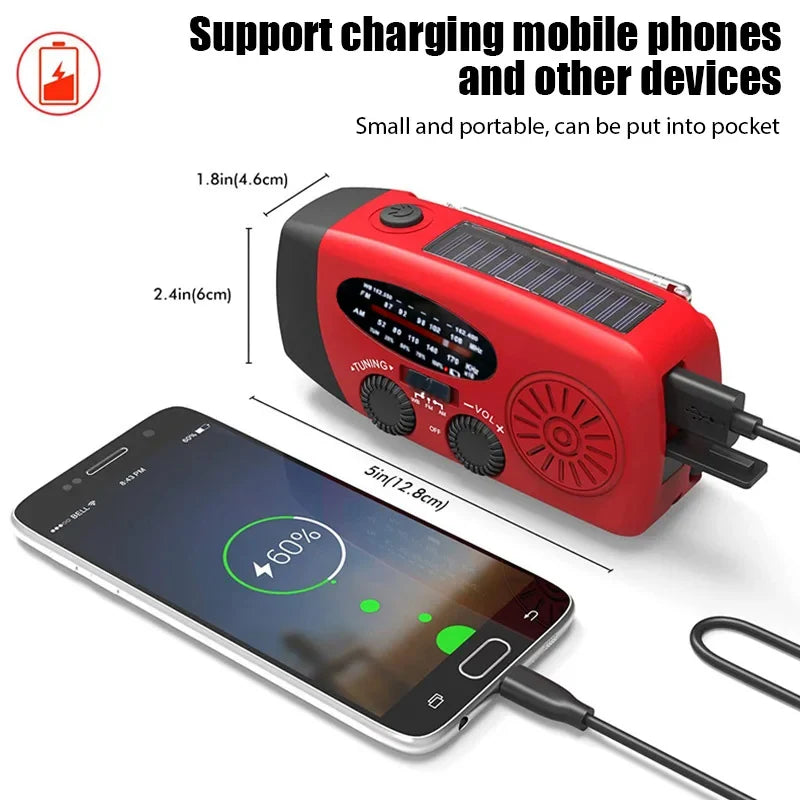 Radio Multifuncional Solar con Linterna LED de Emergencia