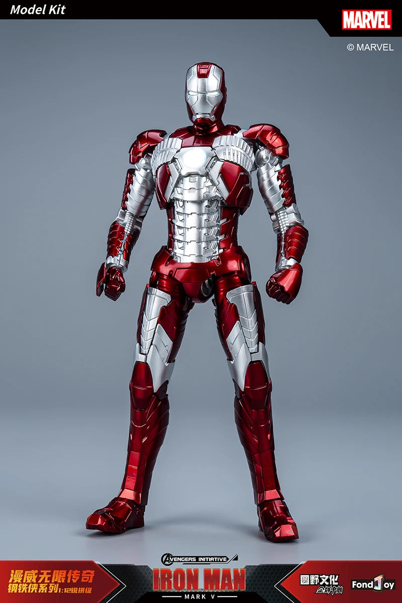 Figura de Anime de Iron Man MK5 de Marvel, Kit de Modelo a Escala 1/12, Serie Infinity Saga, Ironman Mark 5, Ensamblaje ABS, Articulaciones Móviles, Regalos y Juguetes