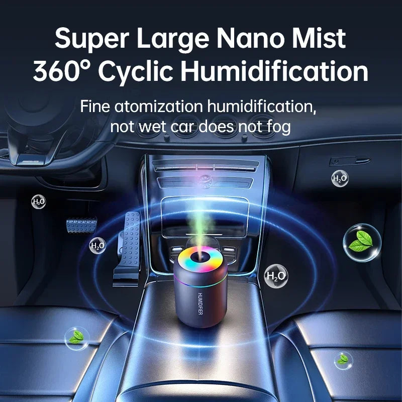 Mini humidificador difusor de aromas USB 180 ml para auto con luces