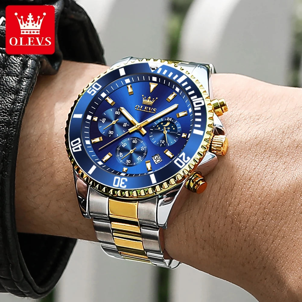 Reloj de Cuarzo OLEVS 2870 Cronógrafo con Fase Lunar para Hombre