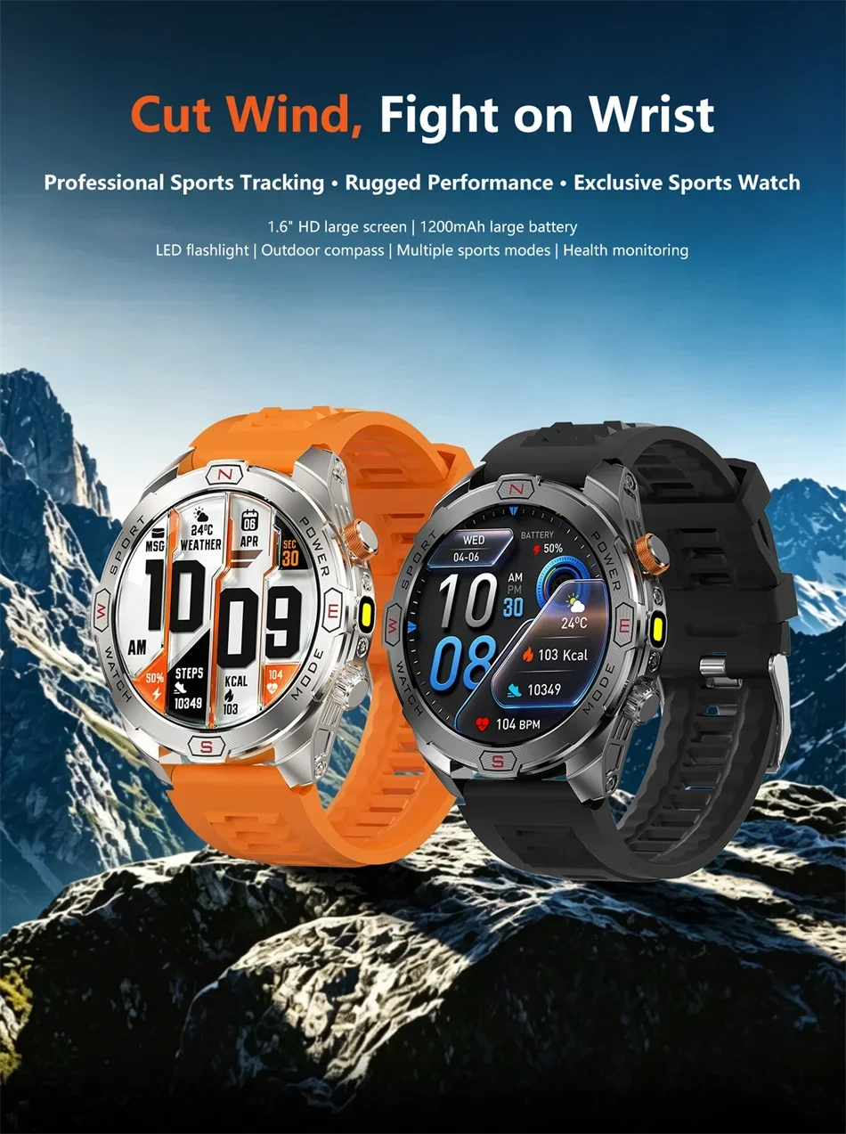 Reloj Inteligente Militar 1200mAh Brújula