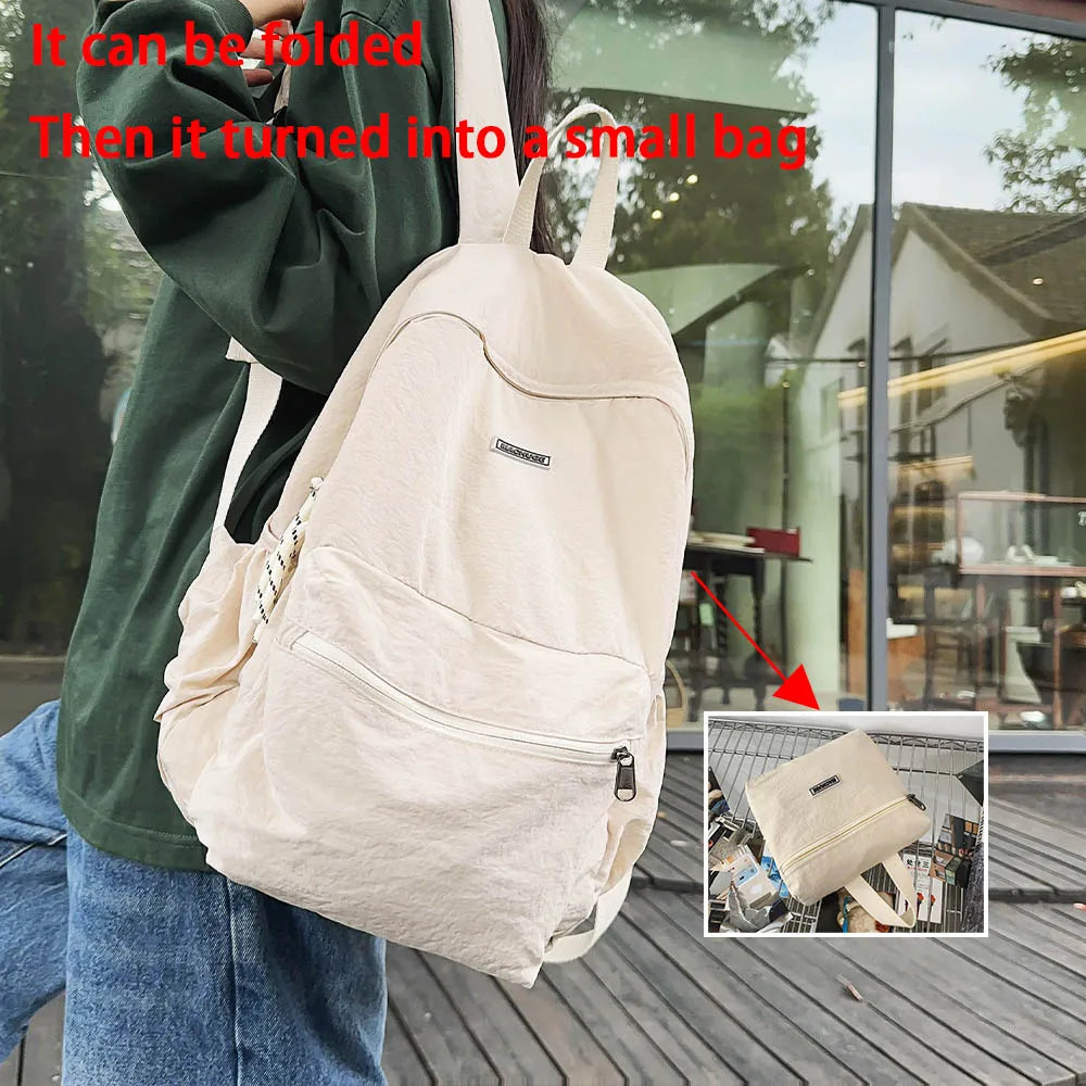2025 nueva mochila plegable para mujer, mochila de gran capacidad, mochila de ordenador versión coreana Simple