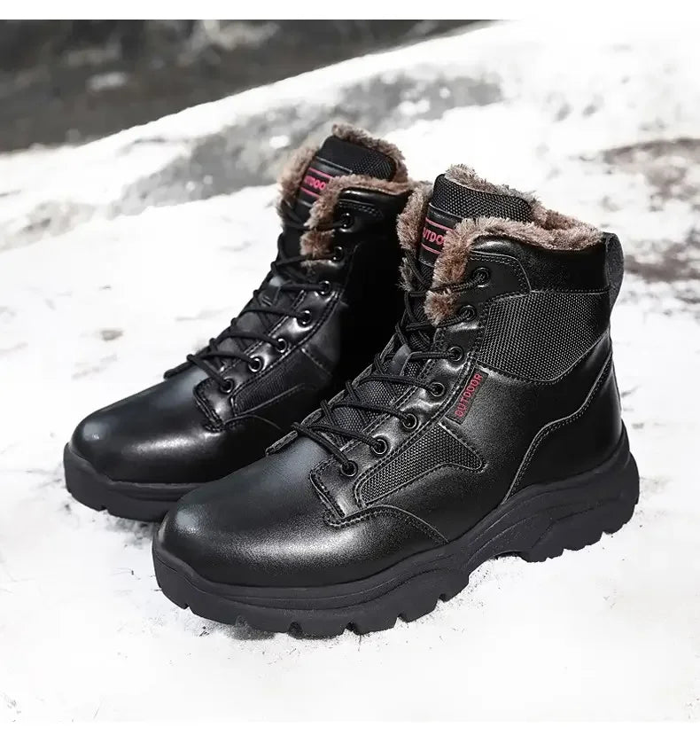 Botas de nieve para hombre forradas de piel, cálidas y antideslizantes