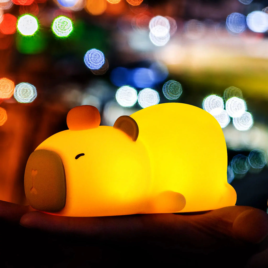 Luz nocturna de capibara, bonita lámpara de silicona, lámpara LED con Sensor táctil, lámpara suave RGB, luz nocturna para niños, decoración de escritorio para dormitorio, regalo