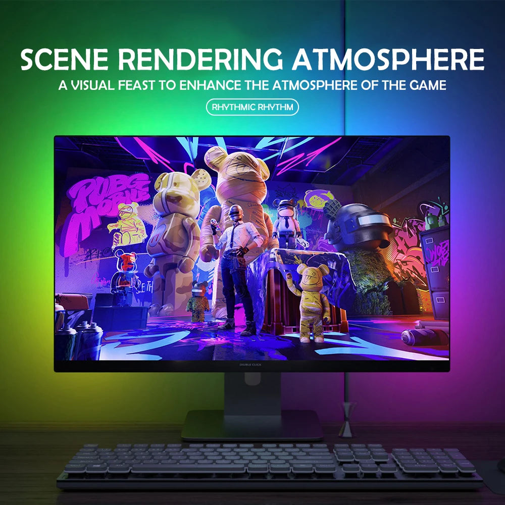 Tira de luces RGB para videojuegos, Monitor con retroiluminación, pantalla LED, sincronización de PC, pantalla de ambiente, aplicación, sincronización de música, decoración, sala de juegos, fiesta