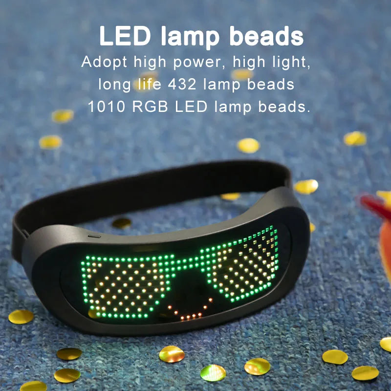 Gafas LED brillantes a todo Color, Control por aplicación Bluetooth, gafas luminosas dinámicas programables para fiestas de festivales Raves