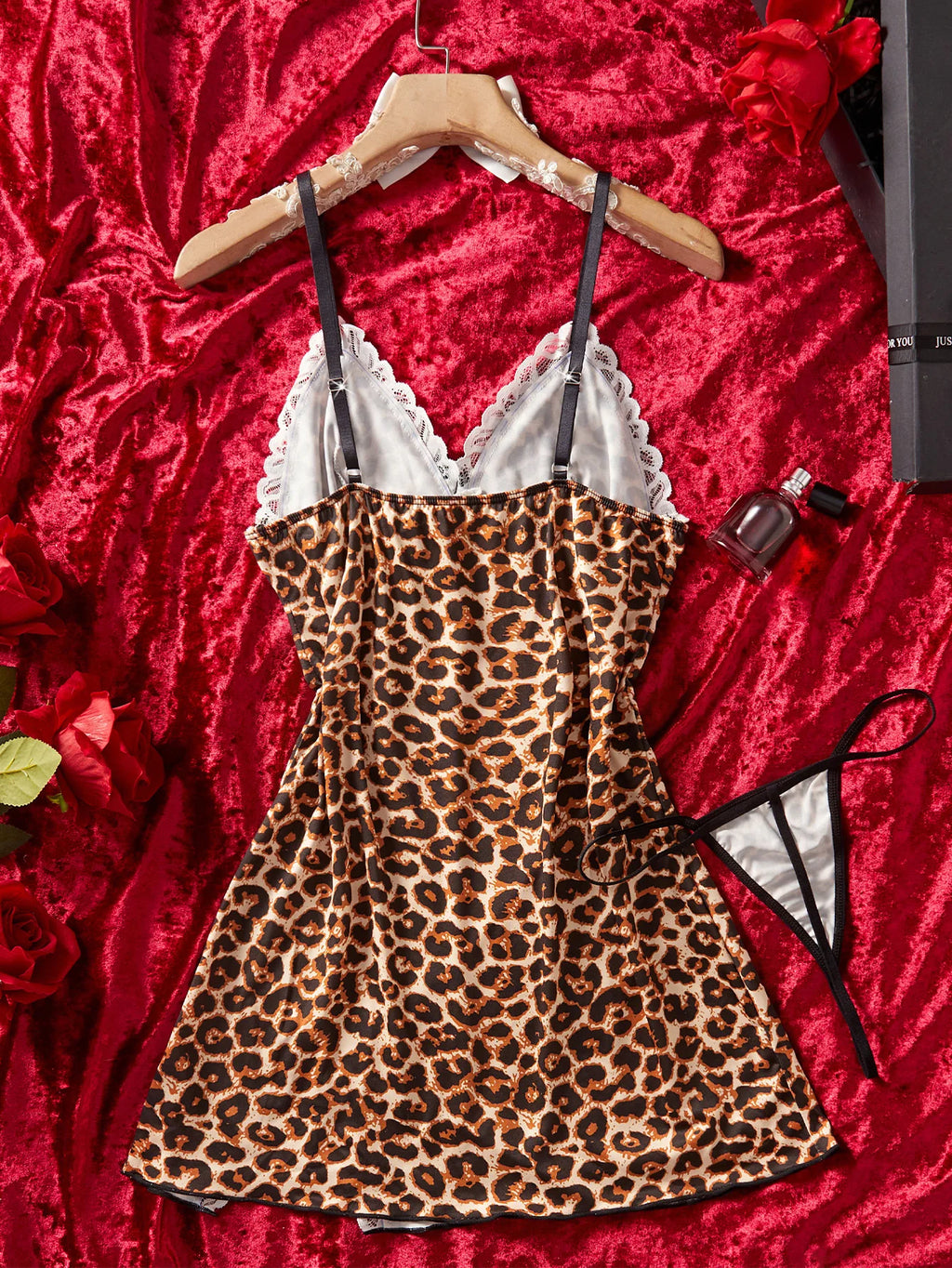 Lencería Camisón Teddy con Estampado de Leopardo para Mujer