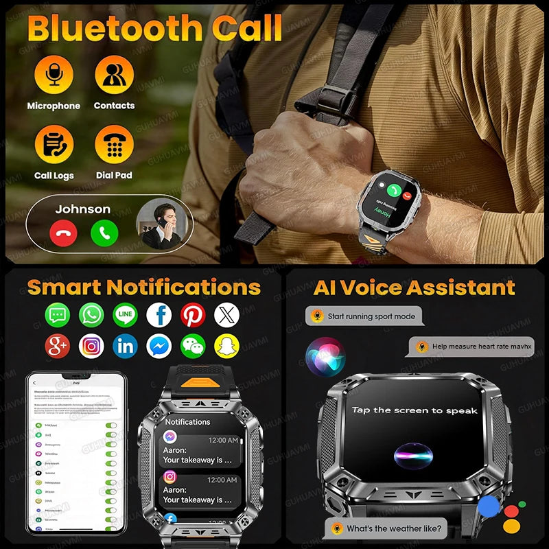 Reloj Inteligente AMOLED con GPS y Bluetooth Hombre