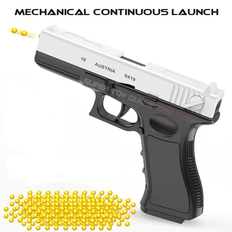Pistola de juguete totalmente negra G18, pistola suave de espuma de carga manual CS, juego de tiro al aire libre, pistola de aire para adultos, pistola de juguete