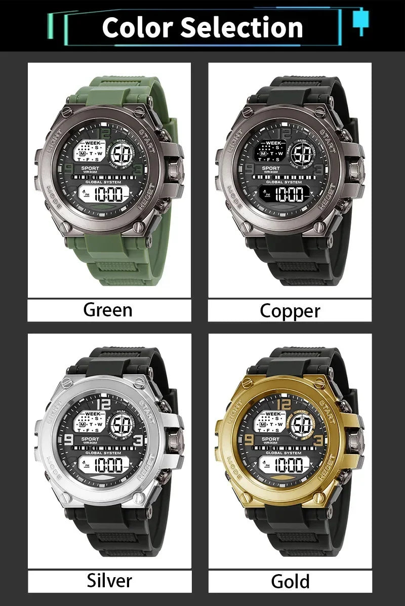 Reloj deportivo resistente al agua para hombres y estudiantes, reloj despertador luminoso multifunción, reloj Digital LED para hombre, reloj de pulsera electrónico deportivo