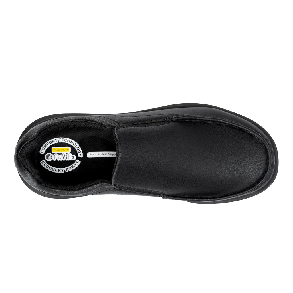 Zapatos Fitville para hombre, zapatos informales sin cordones de cuero de ancho, ligeros para pies hinchados con soporte para el arco, alivio del dolor