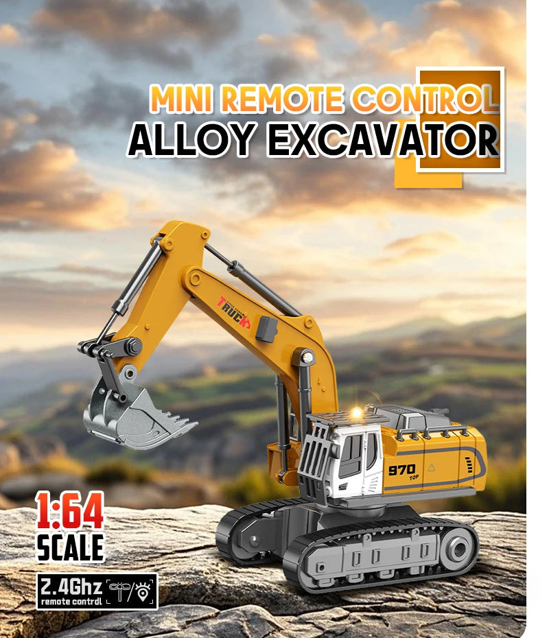 Excavadora Teledirigida Miniatura de Aleación Escala 1:64