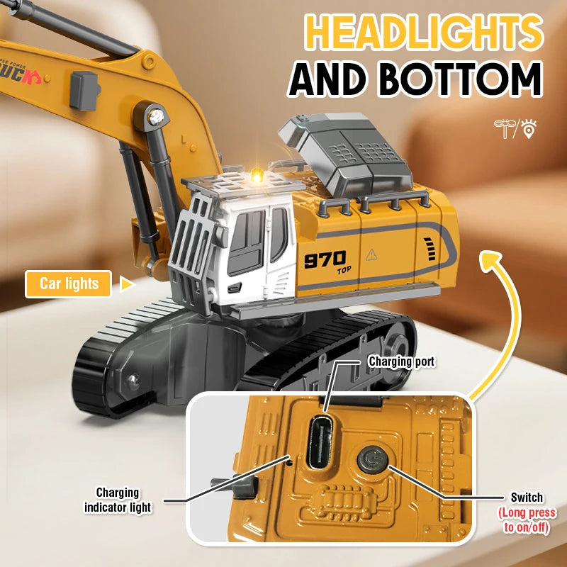 Excavadora Teledirigida Miniatura de Aleación Escala 1:64