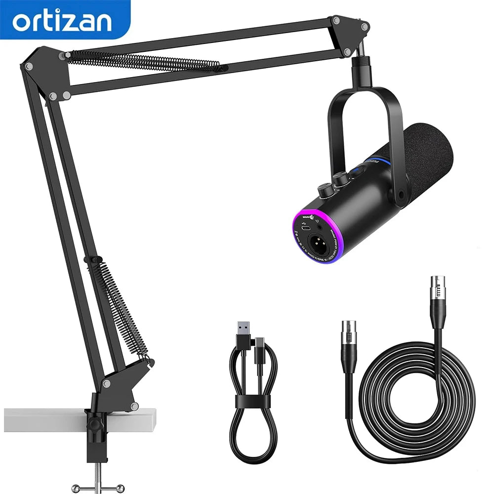 Micrófono XLR/USB para Podcast y Juegos con Brazo